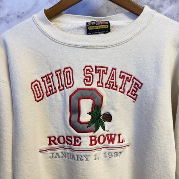 Vintage Ohio State Buckeyes 1997 Rose Bowl Sweatshirt Large 21.5x27 Embroidered - Picture 1 of 14